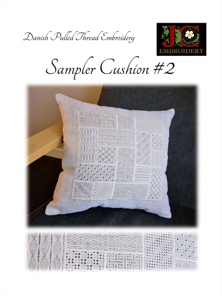 THREE Danish Pulled Thread Sampler Cushions - discount price