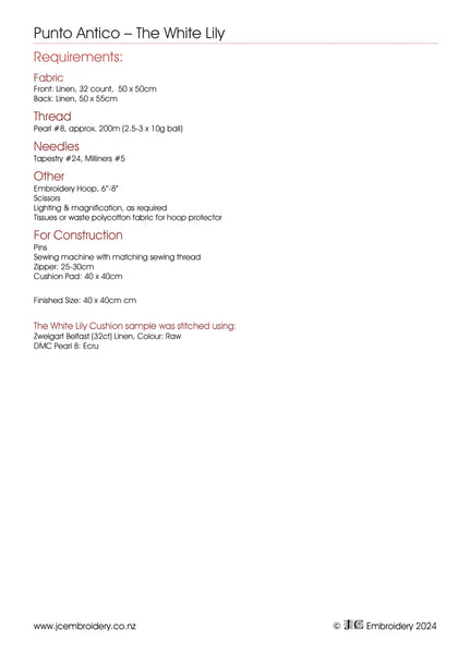 The White Lily - Punto Antico Cushion