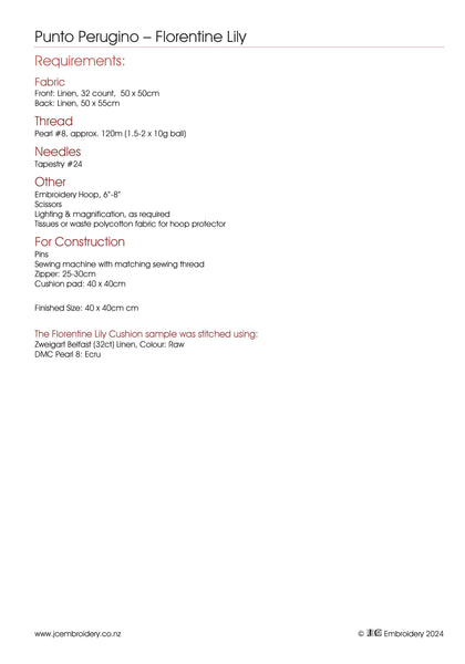 The Florentine Lily - Punto Perugino Cushion
