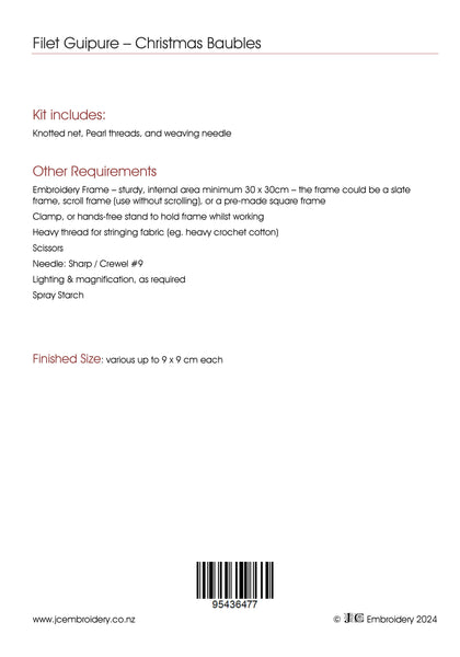 Filet Guipure - Christmas Baubles 1, Mixed Shapes, Set of 5