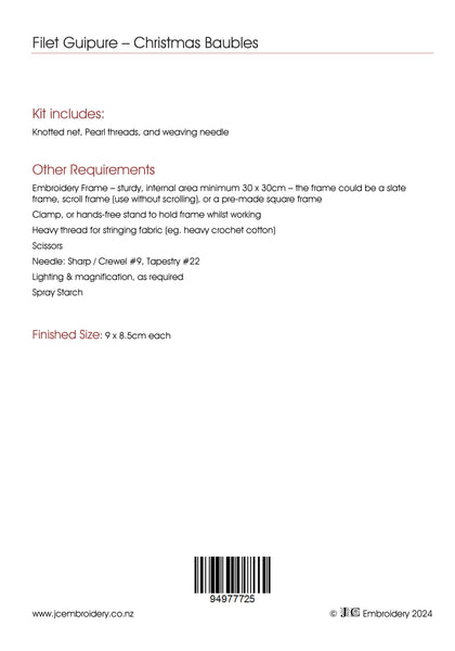 Filet Guipure - Christmas Baubles 1, Round, Set of 4