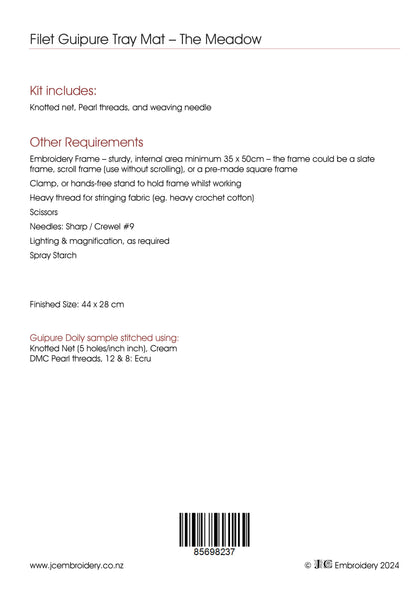 Filet Guipure - The Meadow Tray Mat / Doily