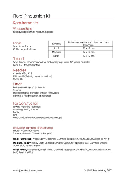 Floral Pincushion with wooden base