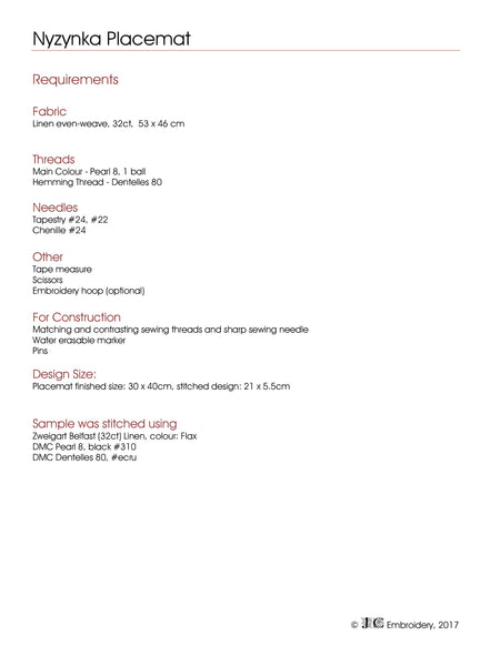 Nyzynka Placemat -  #1 in the Placemat Series