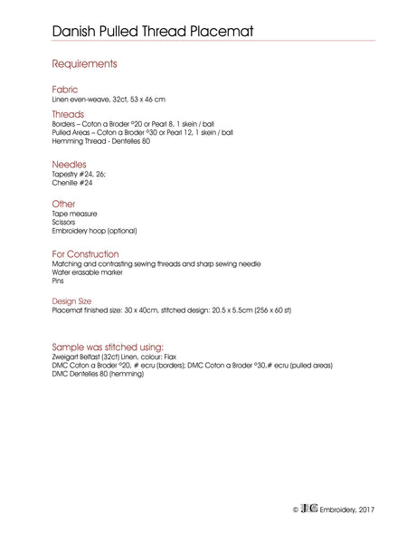 Danish Pull Thread Placemat - #3 in Placemat Series