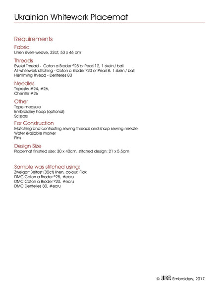 Ukrainian Whitework Placemat - #5 in Placemat Series