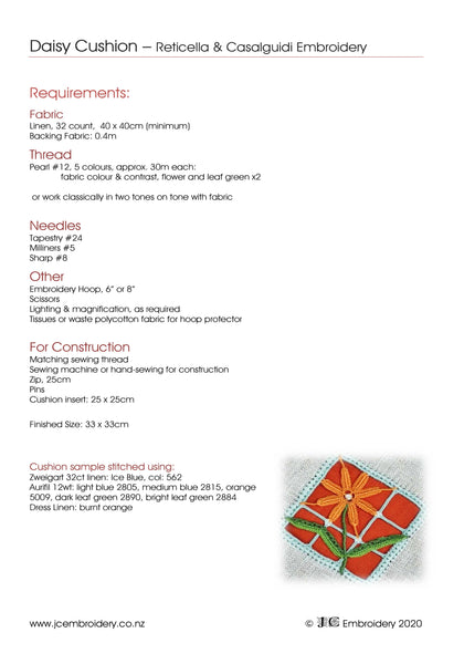 Reticella Florals – Daisy Cushion