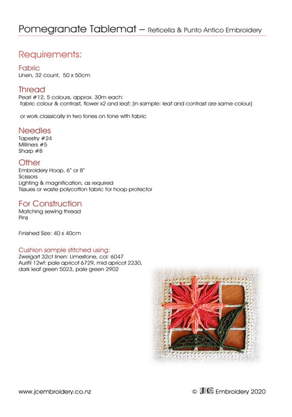 Reticella Florals – Pomegranate Tablemat