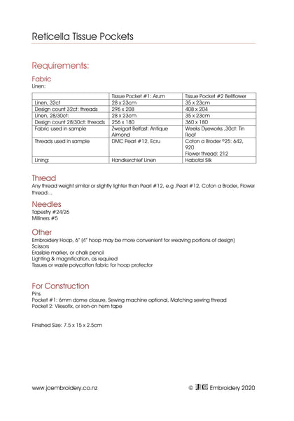 Reticella Tissue Pockets