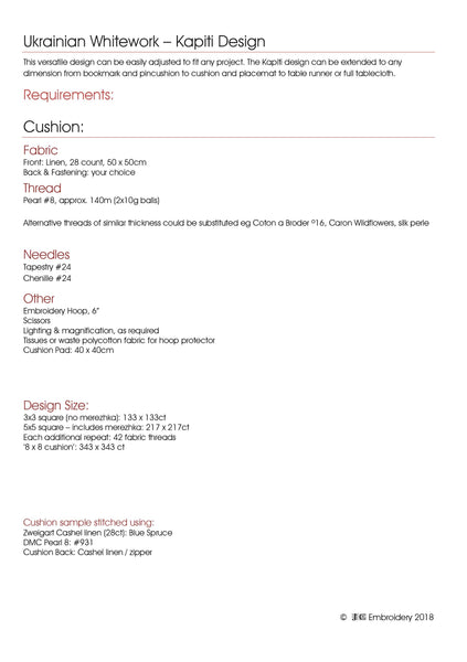 Kapiti Cushion - Ukrainian Whitework