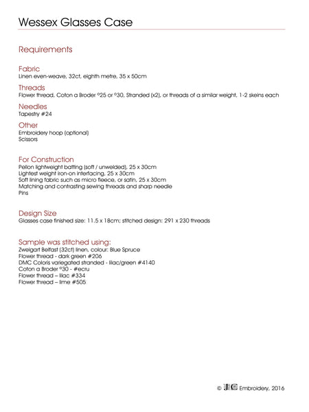 Wessex Stitchery Glasses Case