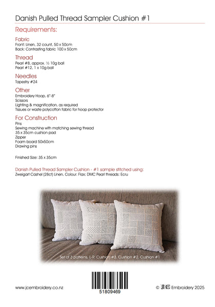 Danish Pulled Thread Sampler Cushion #1