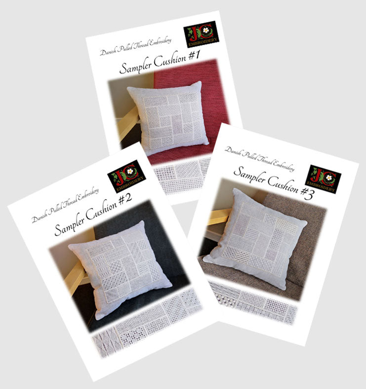 THREE Danish Pulled Thread Sampler Cushions - discount price – JC ...