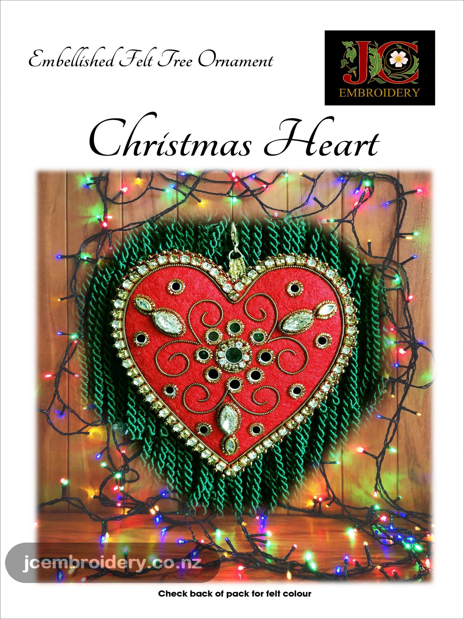 Embellished Felt Ornament - Christmas Heart