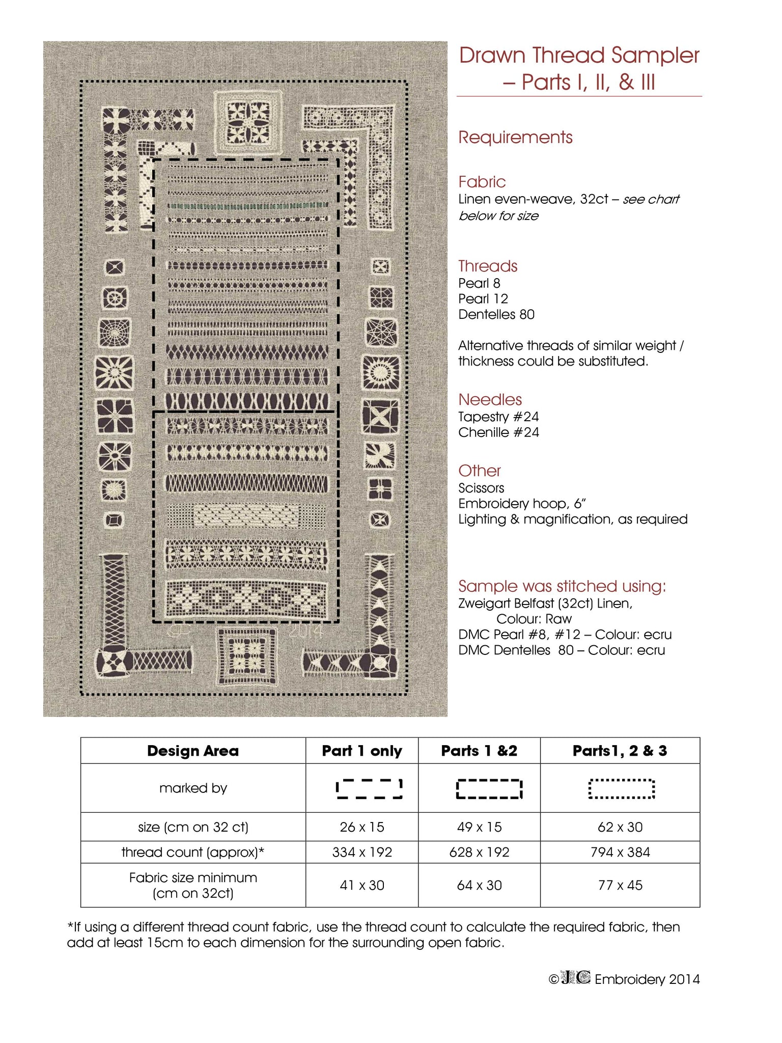 Thread On Sampler Drawn Thread Sampler – Part 2 – JC Embroidery NZ