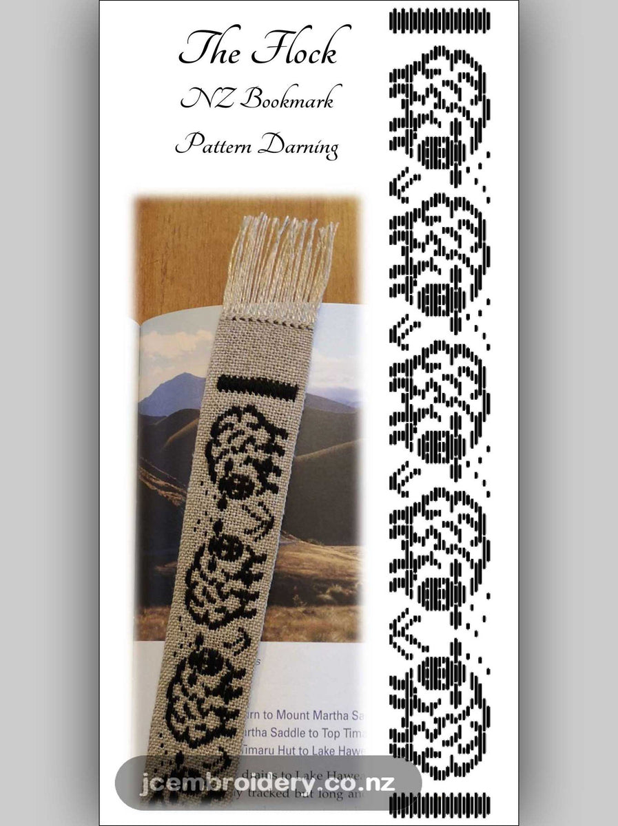 The Flock Bookmark – Pattern Darning Kit – JC Embroidery NZ