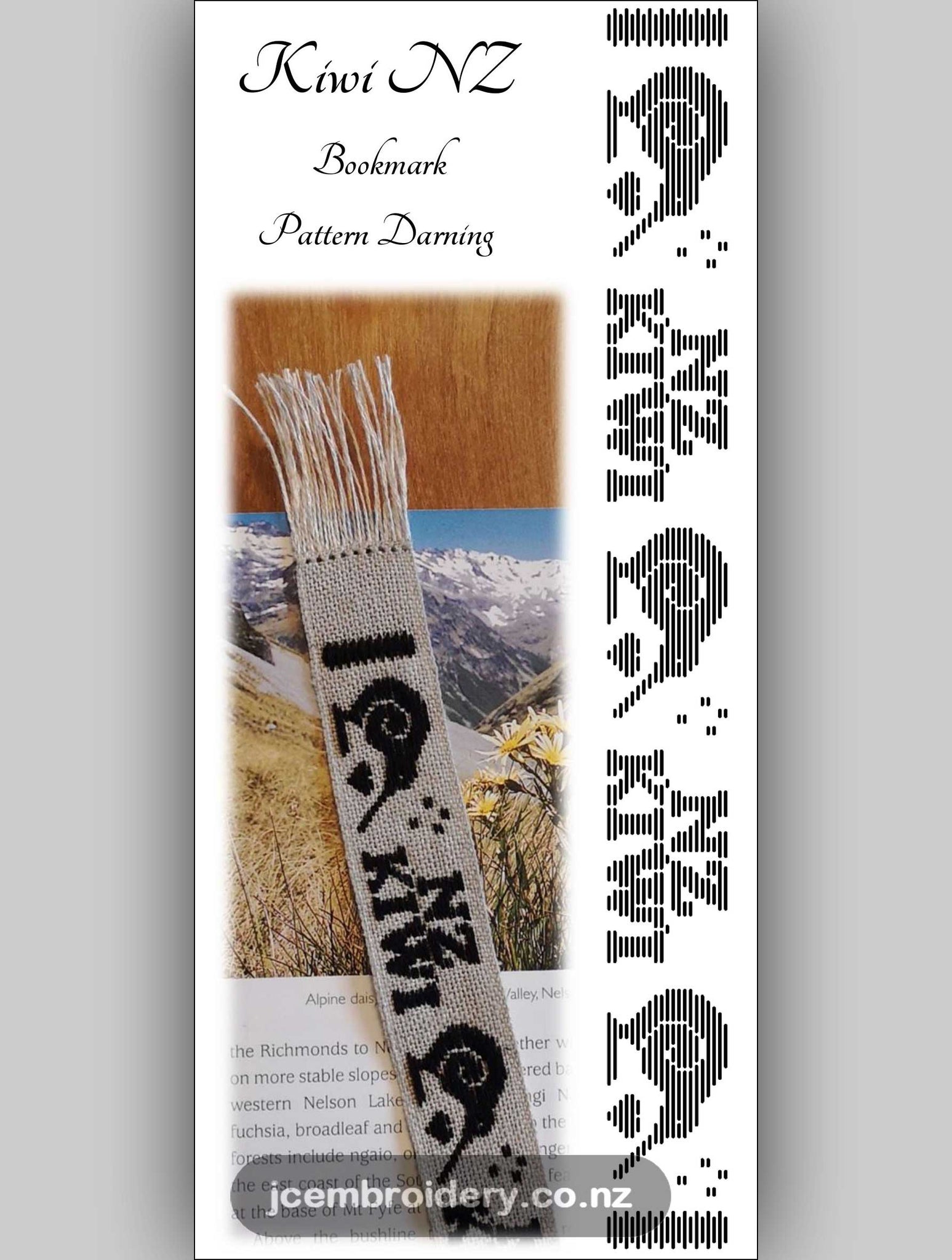 Kiwi NZ Bookmark – Pattern Darning Kit
